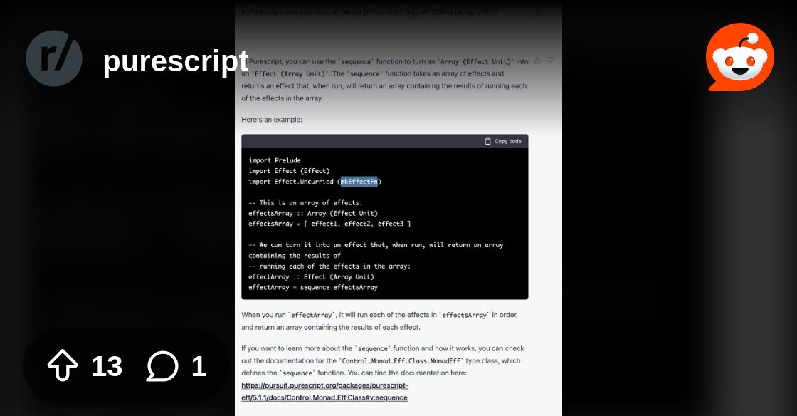 purescript's tweet card. Explore this post and more from the purescript community