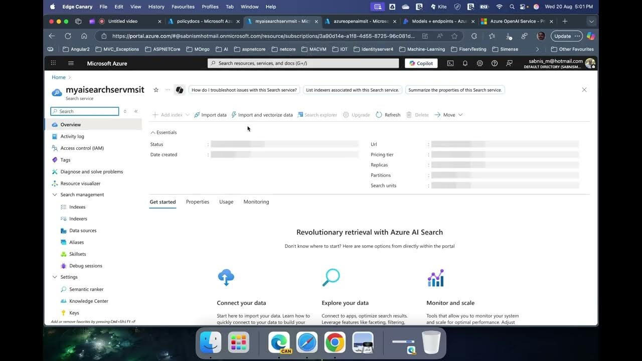 maheshdotnet's tweet card. Azure AI Search With Azure Open AI and Import and Vectorize Data