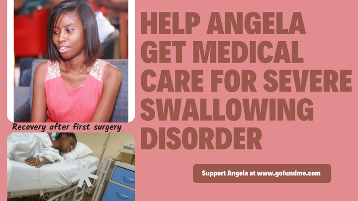 codeBOLT_'s tweet card. Hello, my name is Angela Amuzu. I am currently training to be… Theresa Valerie Oheneba Dornyo needs your support for Help Angela get medical care-Swallowing Disorder