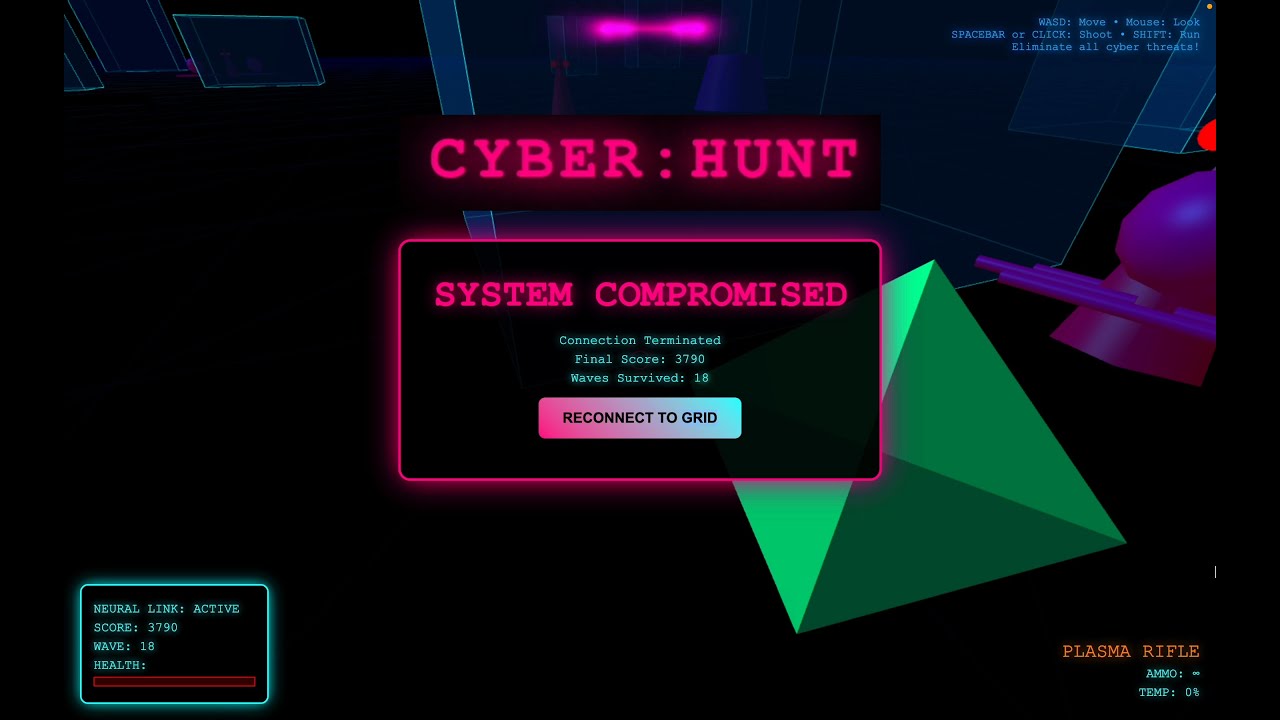 genshi's tweet card. My Vector-based CYBER:HUNT Game // with help from Claude Sonnet.