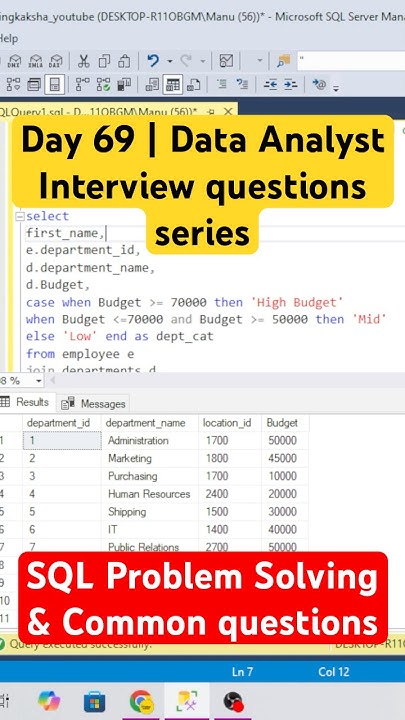 codingkakshaa's tweet card. Day - 69 | Data Analyst Interview: SQL Problem Solving & Common...