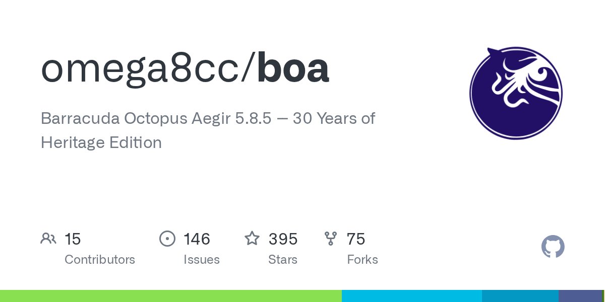 omega8cc's tweet card. Barracuda Octopus Aegir 5.8.5 -- 30 Years of Heritage Edition - omega8cc/boa