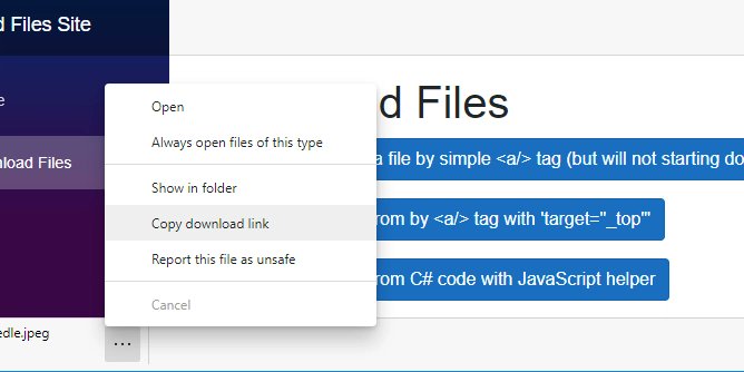 jsakamoto's tweet card. I'll show you how to implement the "download file" feature in a Blazor app.