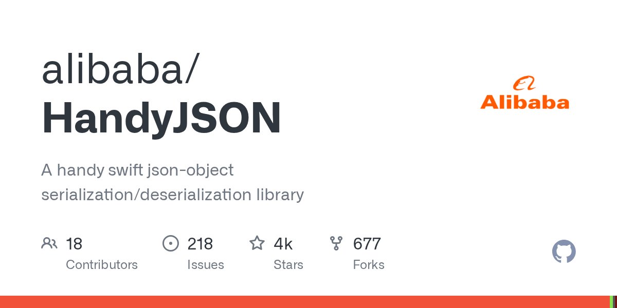 swiftgit's tweet card. A handy swift json-object serialization/deserialization library - alibaba/HandyJSON