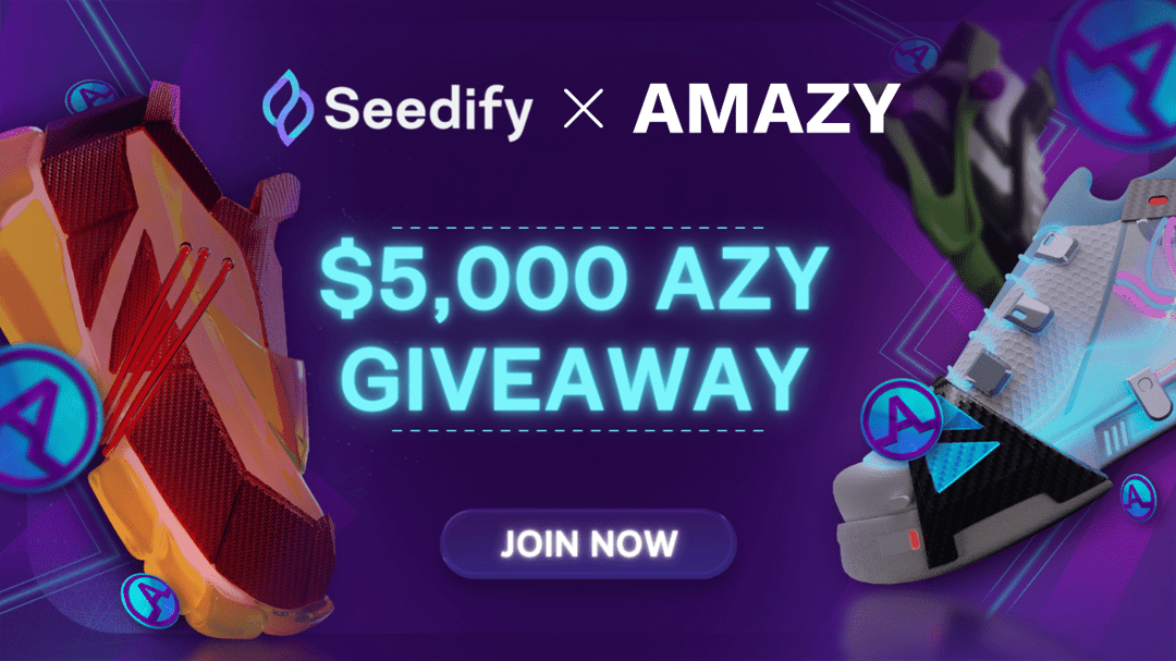 SeedifyFund's tweet card. Amazy x Seedify | $5,000 AZY Giveaway 🥳 ------ Amazy is a lifestyle app that allows you to stay in shape and earn at the same time! 👟 💸 The highly anticipated Amazy IGO will take place on Seedif...