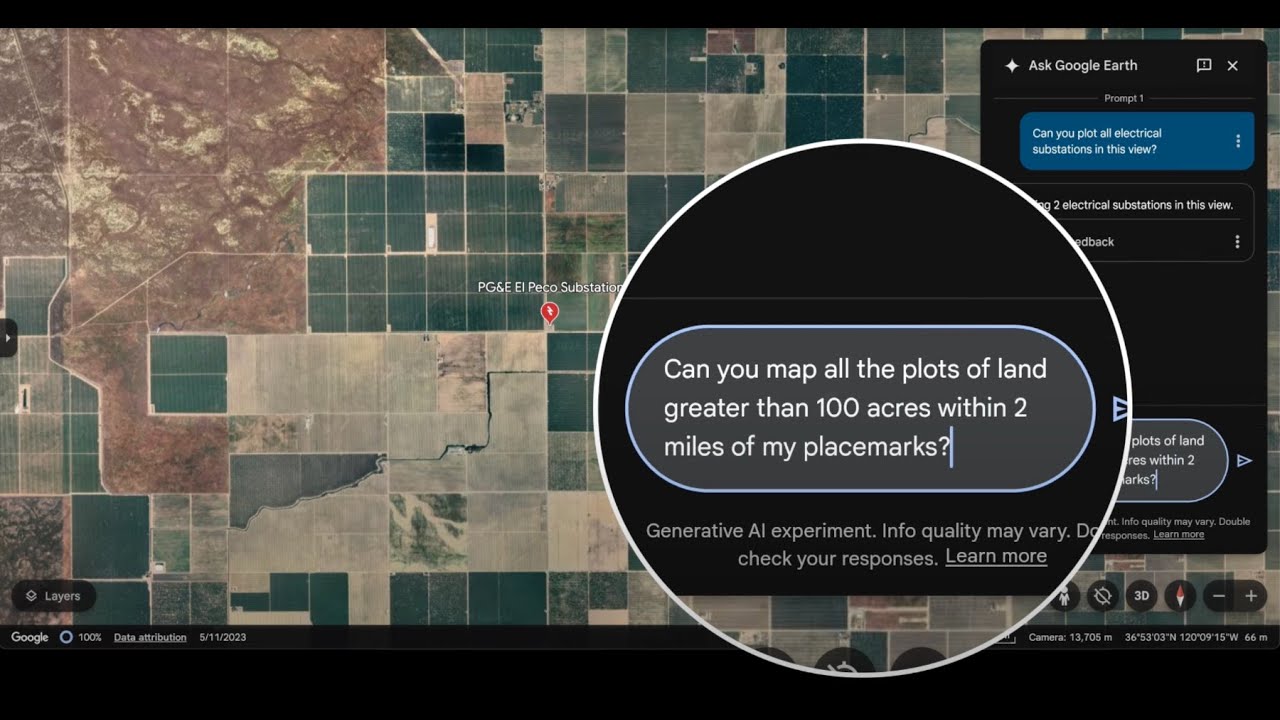 googleearth's tweet card. Finding the Perfect Solar Farm Locations with Gemini and Google Earth