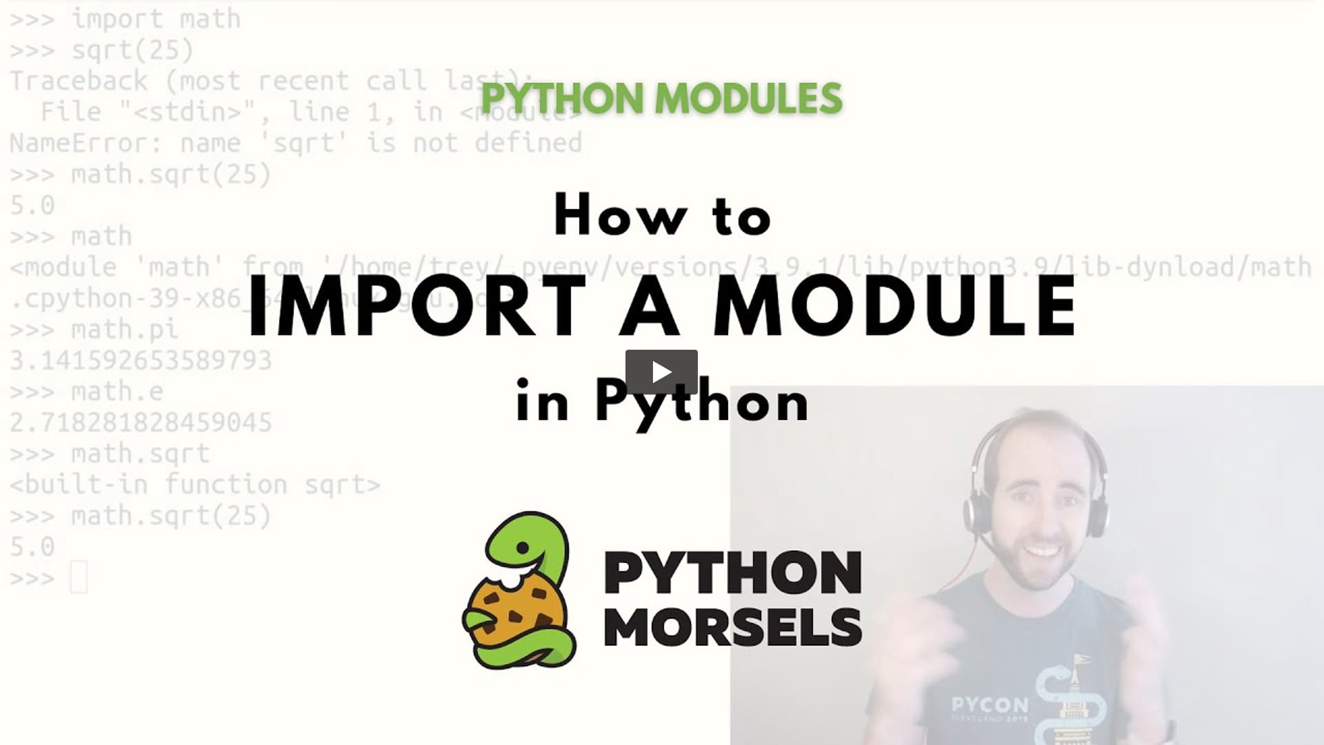 PythonMorsels's tweet card. When you import a module in Python, you'll get access to a module object with attributes representing each of the variables in that module. Python comes bundled with a bunch of modules.