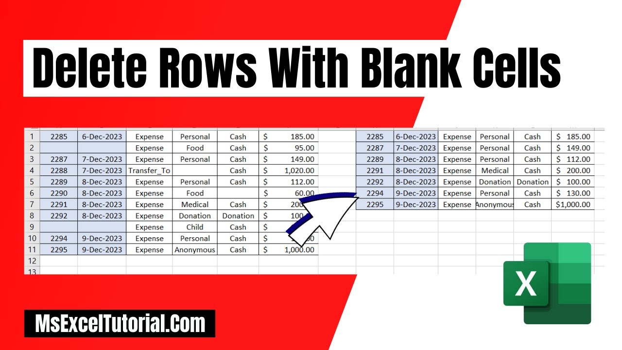 Excel10tutorial's tweet card. How to Delete Rows With Blank Cells in Excel