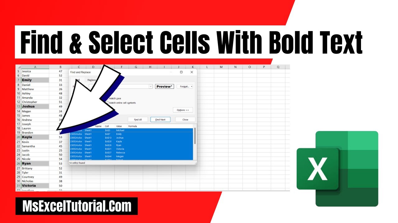Excel10tutorial's tweet card. How to Find Cells With Bold Text in Excel