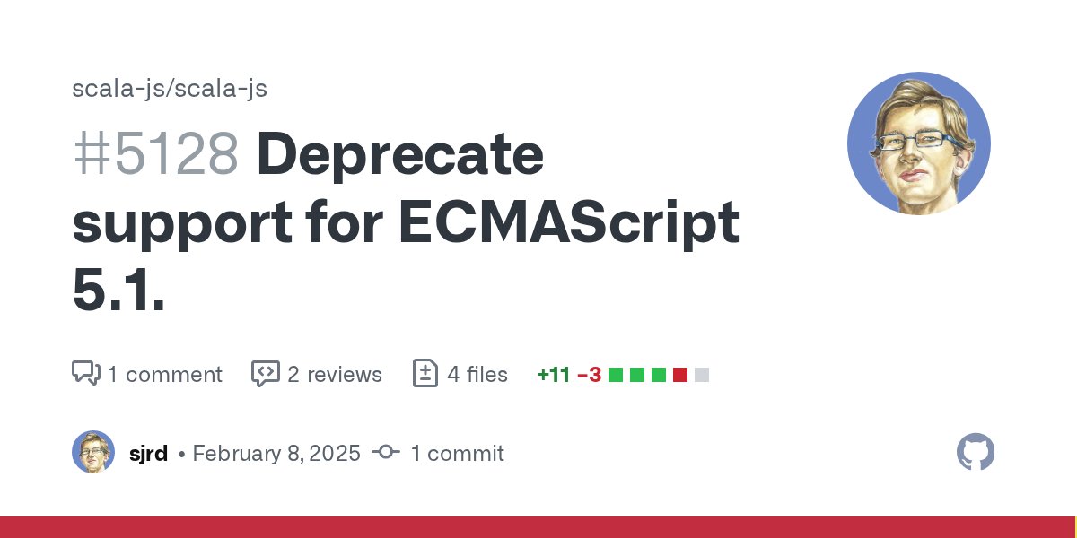 scala_js's tweet card. That support is the biggest source of alternative code paths and polyfills in our codebase. The polyfills and other alternative implementations we need to support ES 5.1 include: Math.fround to su...