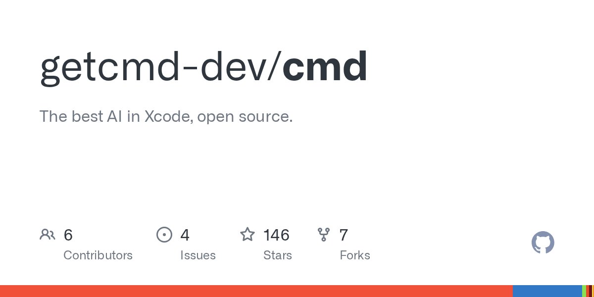 rudrank's tweet card. The best AI in Xcode, open source. Contribute to getcmd-dev/cmd development by creating an account on GitHub.