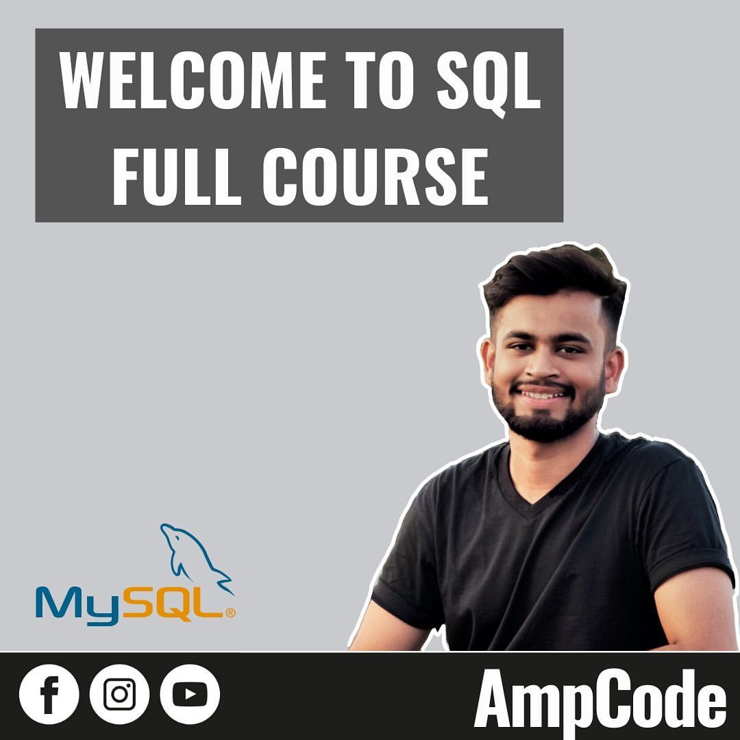 ampcodetutorial's tweet card. 💬 0  🔁 0  ❤️ 2 · Welcome to the full SQL course with on demand lectures on each SQL topics. Link: https://youtube.com/playlist?list=PL6UwySlcwEYISVLQlYi3W6rGCIo9sJM0J #sql #mysql #sqldeveloper #…
