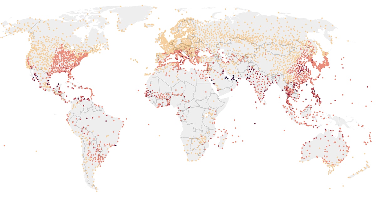 washingtonpost's tweet card. Deadly heat waves have swept the globe, and the trends are prompting doomsday questions: Will parts of the world soon become too hot to live in?
