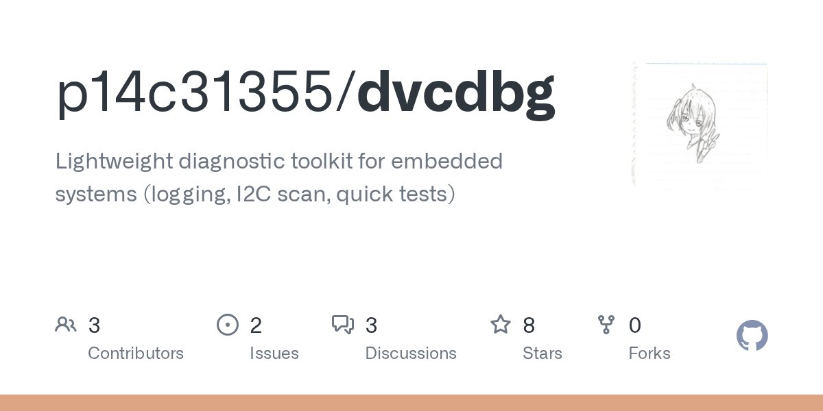 k1y6k's tweet card. Lightweight diagnostic toolkit for embedded systems (logging, I2C scan, quick tests) - p14c31355/dvcdbg