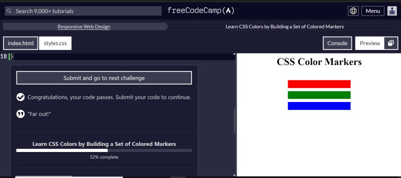 adorable_coder's tweet card. #100DaysOfCode DAY 3: Done Steps 1-49 of freeCodeCamp's course "Learn CSS Colors by Building a Set of Colored Markers" under Responsive Web Design Certification. 😍 ***Here's what I've learned: --the...