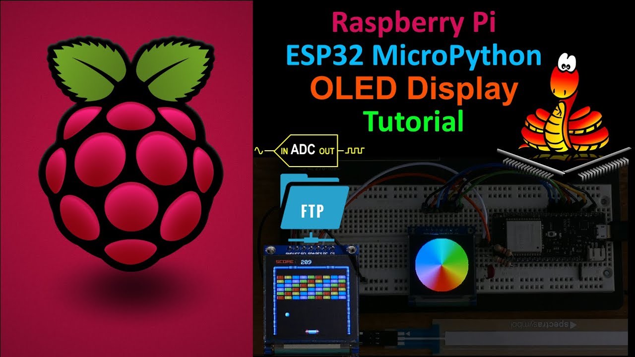 ESP32net's tweet card. ESP32 MicroPython OLED Tutorial with ADC & FTP