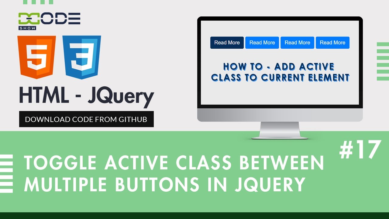 DcodeShow's tweet card. Toggle Active Class between Multiple buttons In Jquery | Jquery...