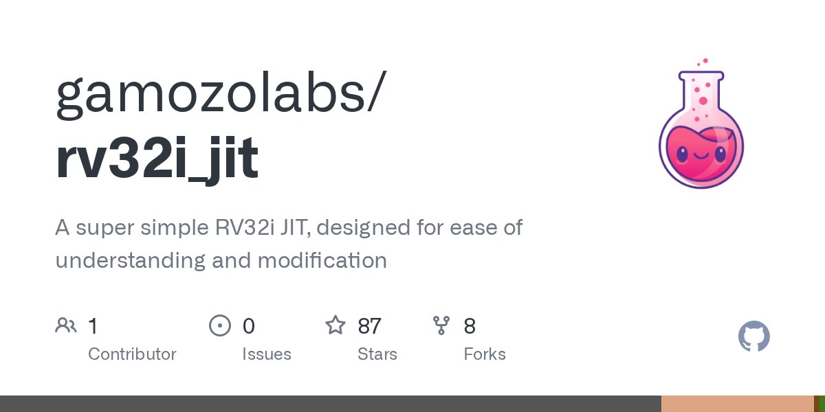gamozolabs's tweet card. A super simple RV32i JIT, designed for ease of understanding and modification - gamozolabs/rv32i_jit