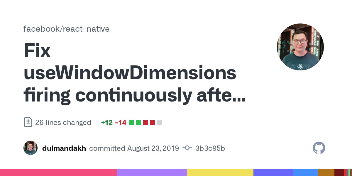 dulmandakh's tweet card. Summary: https://github.com/facebook/react-native/pull/25990 fixed the `forceUpdate` method to actually update the component, but caused the useEffect to fire on every render, causing continuous up...