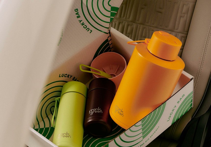 broadsheet_per's tweet card. Frank Green is offering its reusable water bottles and coffee cups at a discount – but you won’t know what’s inside the box until it arrives on your doorstep.