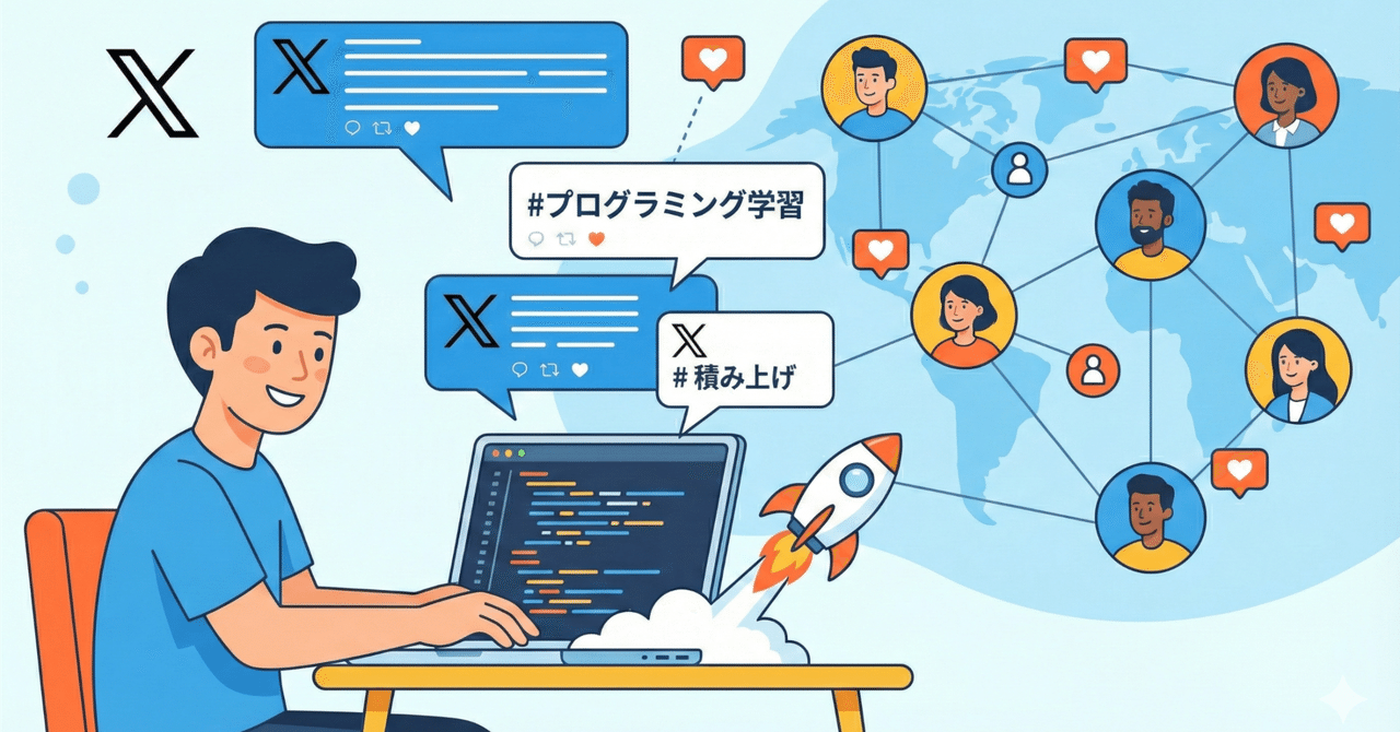 50python2024's tweet card. こんにちは！ 皆さんは、プログラミング学習の進捗をどこかに記録していますか？ もしかして、一人で黙々とテキストに向き合い、孤独な戦いを続けてはいませんか。 私はプログラミング学習を始めて少し経った頃、「学習専用アカウント」を作ってX（旧Twitter）での発信を始めました。 正直なところ、最初は「まだ何もできない初心者が発信なんて…」と躊躇していました。しかし、今では自信を持って言えます。...