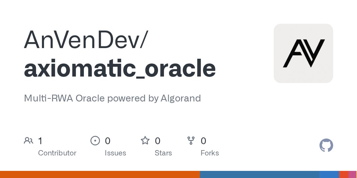 ganainmtech's tweet card. Multi-RWA Oracle powered by Algorand. Contribute to AnVenDev/axiomatic_oracle development by creating an account on GitHub.