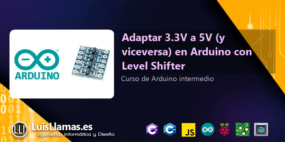 FritzingArduino's tweet card. Aprendemos a conectar dispositivos con distintas tensiones con un adaptador de nivel (Level Shifter). Por ejemplo, conectar sensores de 3.3V a Arduino de 5V o dispositivos de 5V a procesador de 3.3V