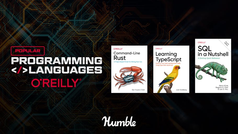 MultithreadedJS's tweet card. We’ve teamed up with O’Reilly for our newest bundle. Get books on Rust, TypeScript, SQL, C, C#, C++, and more programming languages. Pay what you want & support charity!