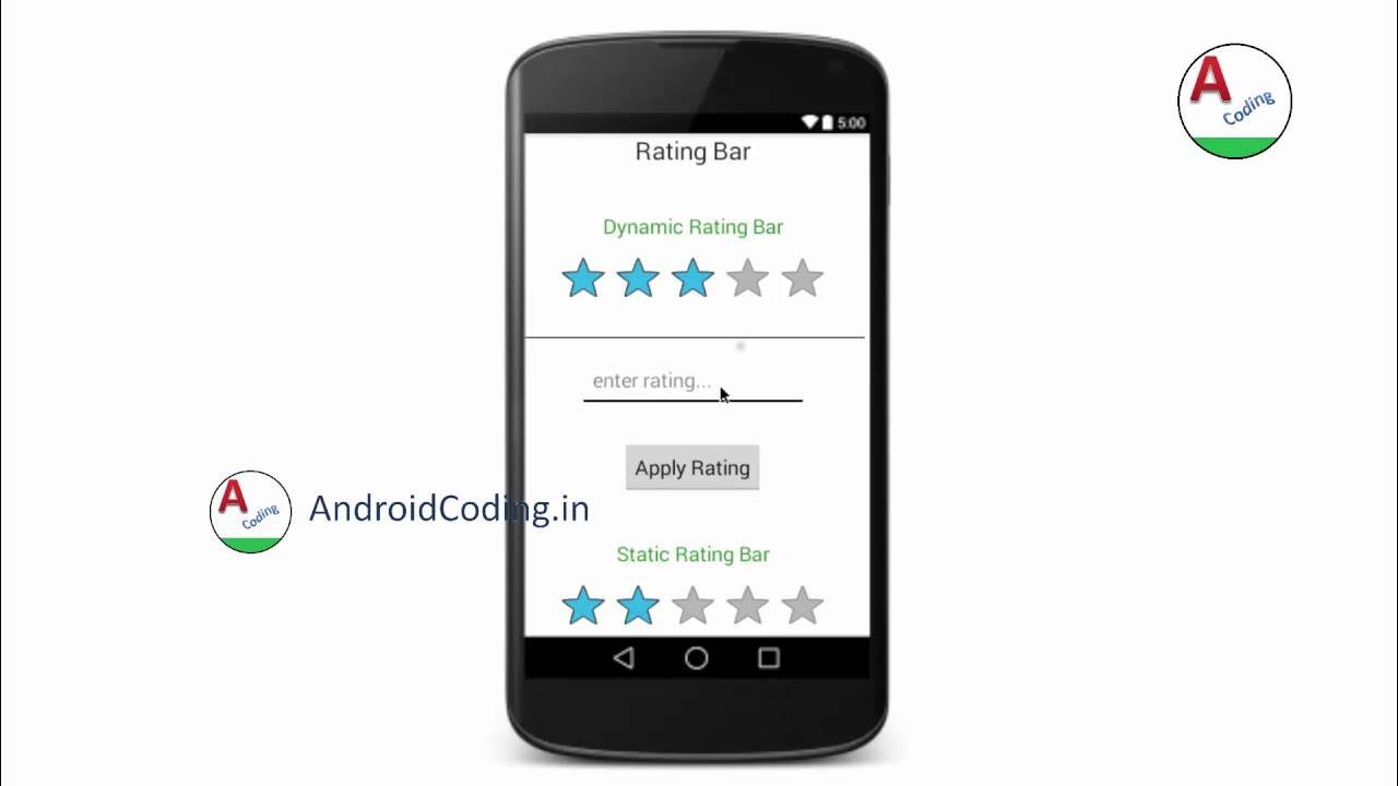 AndroidCodingin's tweet card. Android Tutorial on Rating Bar