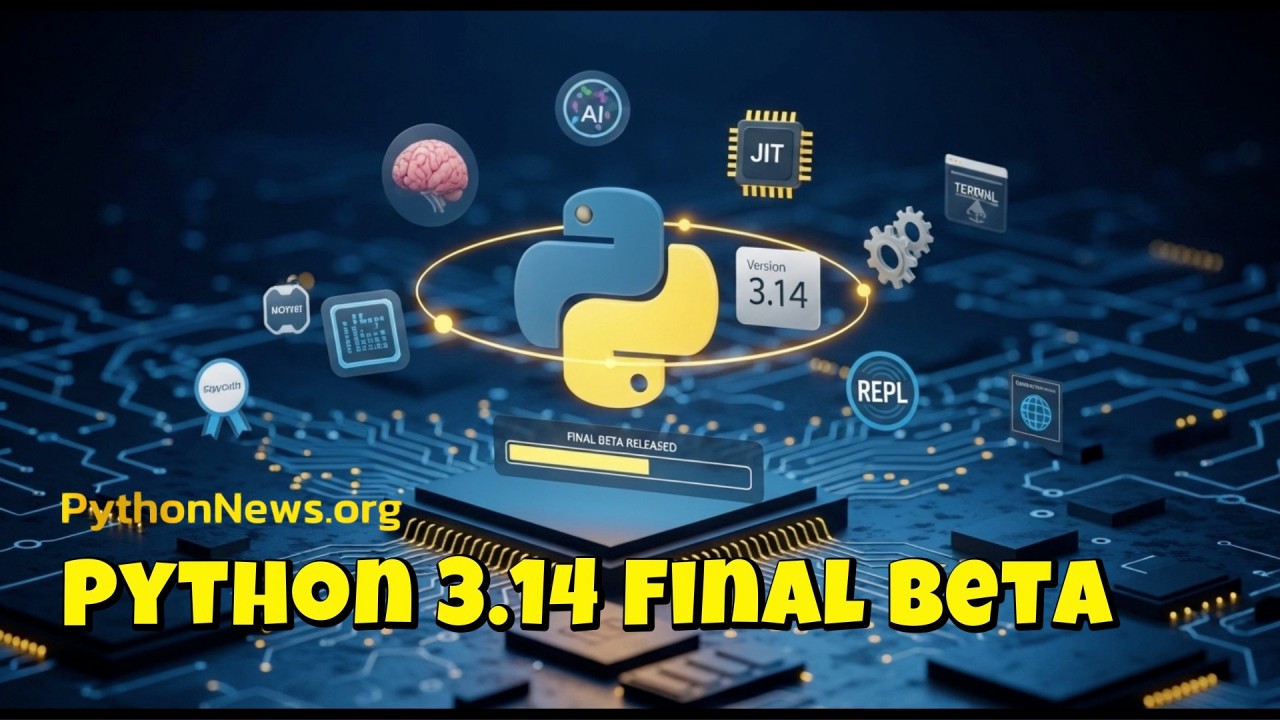 pythonnewsorg's tweet card. On July 8, 2025, the Python Software Foundation announced the final beta release of Python 3.14 (v3.