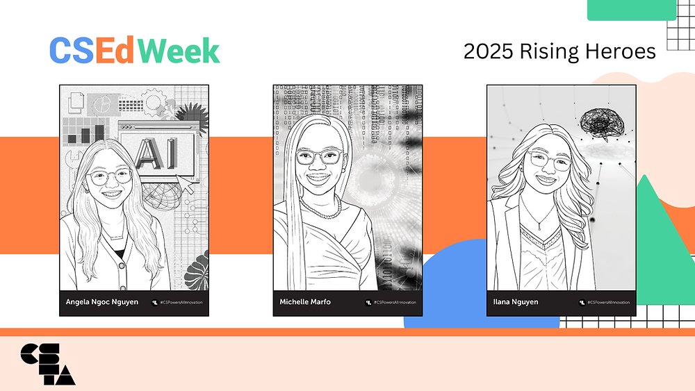 CSEdWeek's tweet card. We invited our 2025 CS Heroes to each nominate a student they would consider a "computer science rising hero"—someone who creates a positive impact, inspires others through leadership, drives...