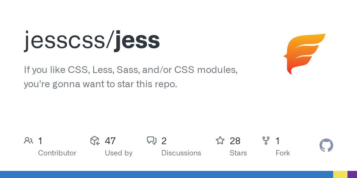 CssJess's tweet card. If you like CSS, Less, Sass, and/or CSS modules, you're gonna want to star this repo. - jesscss/jess