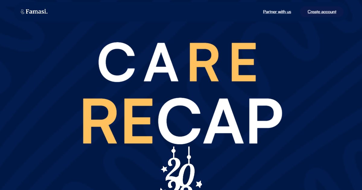 alfaruqstories's tweet card. Care Recap 2023 - Famasi's Year of Infra