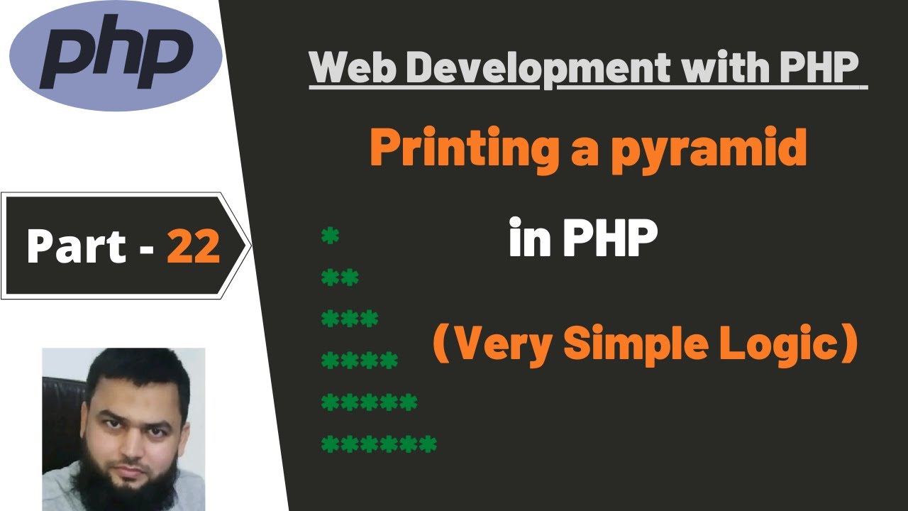 CodeWithDanish's tweet card. Printing a pyramid pattern using function | PHP Tutorial #22