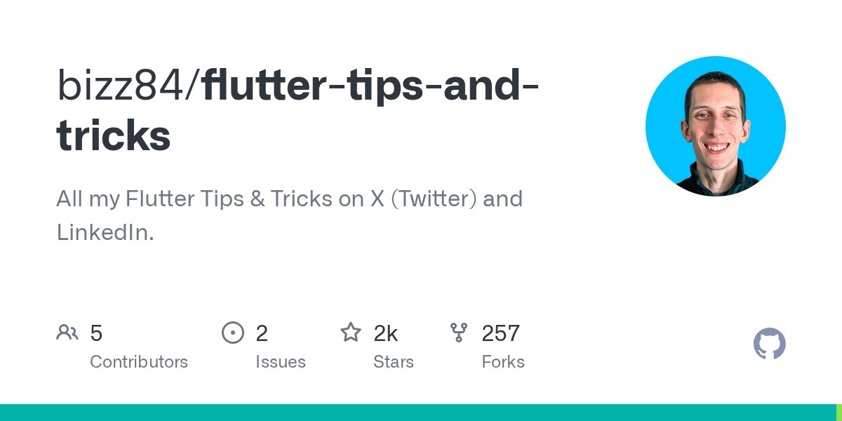 biz84's tweet card. All my Flutter Tips & Tricks on X (Twitter) and LinkedIn. - bizz84/flutter-tips-and-tricks