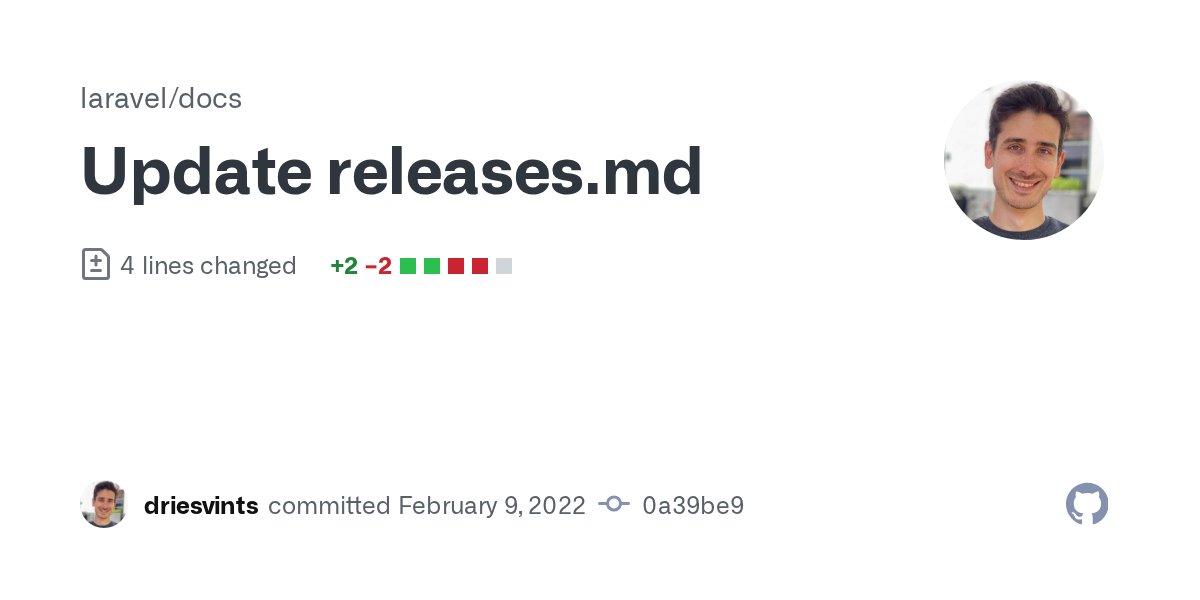 shiro_cake's tweet card. Update releases.md · laravel/docs@0a39be9