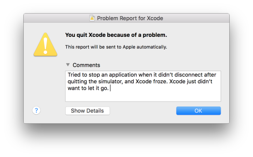 XcodeHasCrashed's tweet card. 🎶 Let the beachball spin oooooonnn….Xcode doesn’t bother me anyway. 🎶