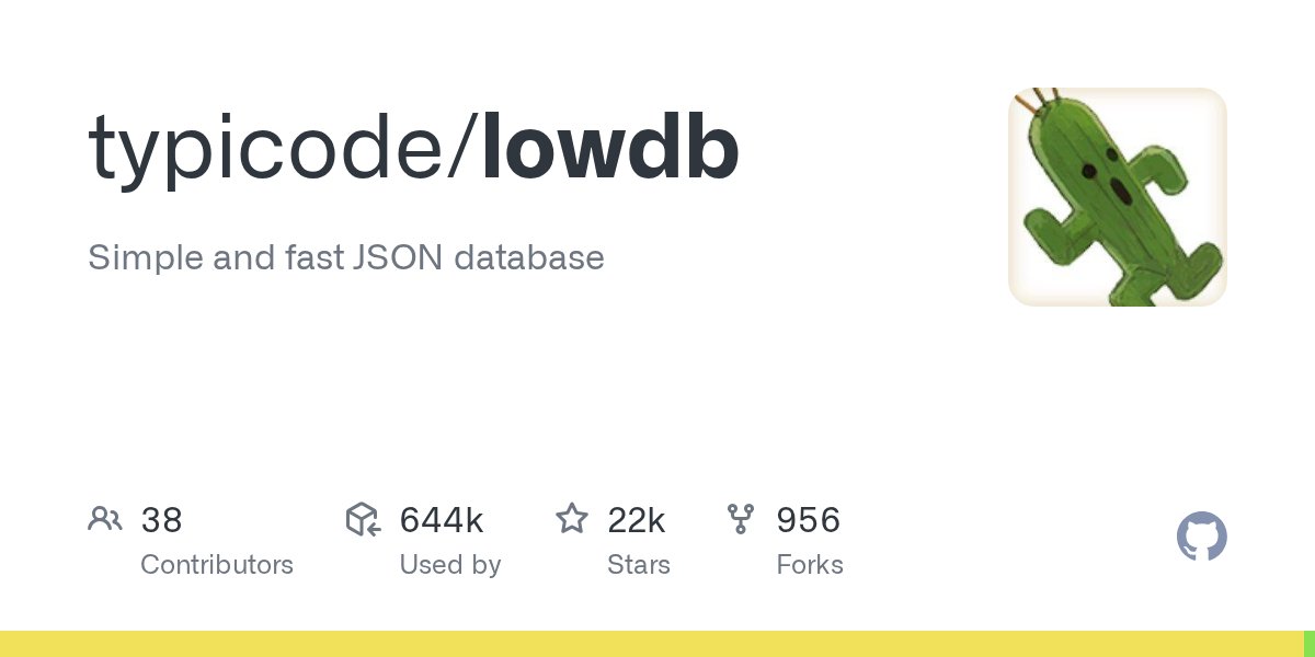 JavaScriptDaily's tweet card. Simple and fast JSON database. Contribute to typicode/lowdb development by creating an account on GitHub.