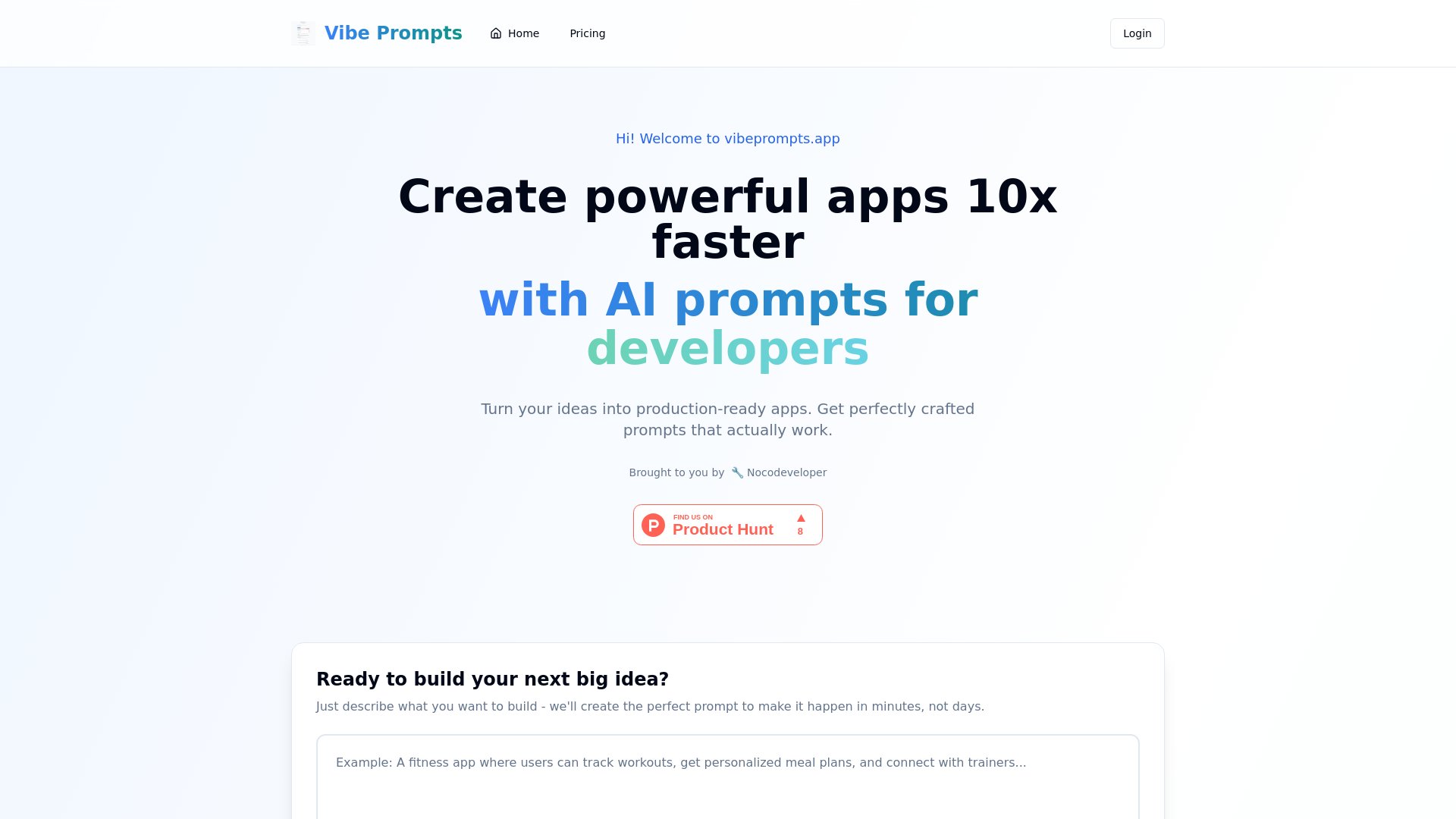 nocodeveloper's tweet card. Create powerful apps 10x faster with AI prompts for developers, marketers, makers, founders, teams, and designers