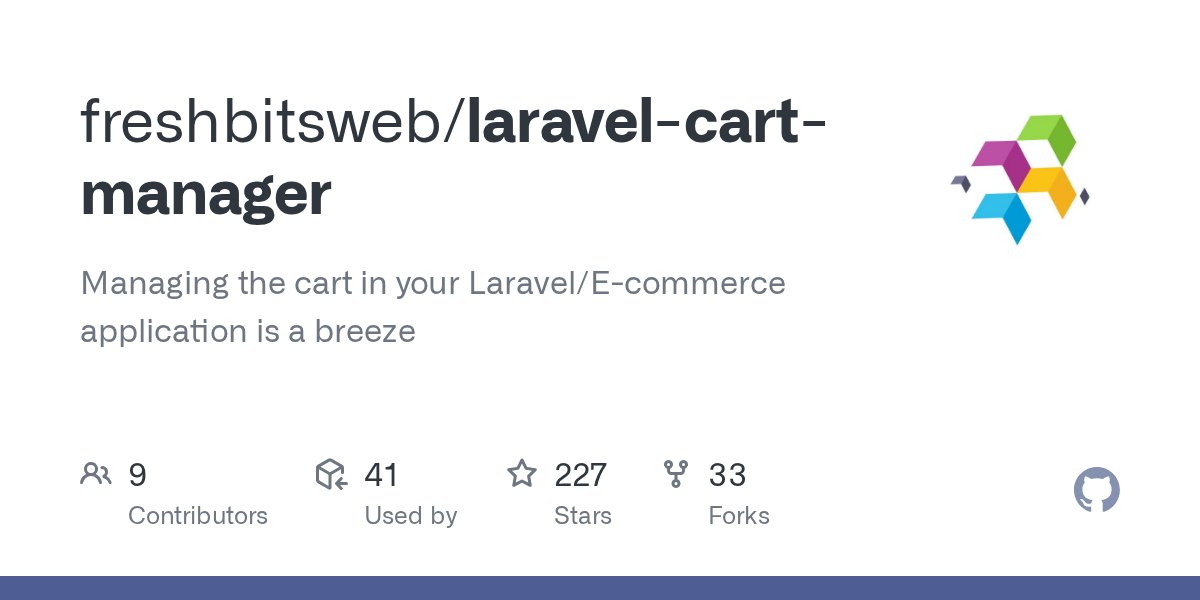 gauravmakhecha's tweet card. Managing the cart in your Laravel/E-commerce application is a breeze - freshbitsweb/laravel-cart-manager