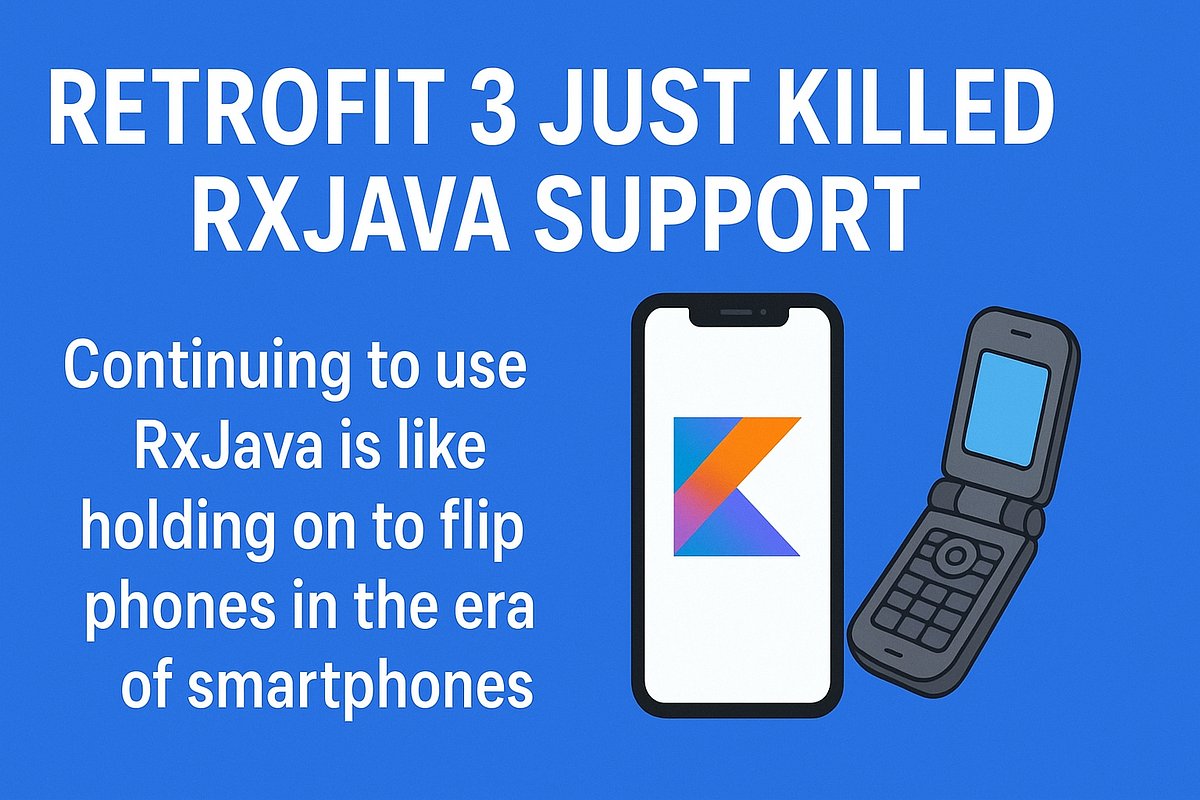 BrickyardApps's tweet card. If you’re still building Android apps with RxJava and Retrofit 2, it might be time to face the music. Retrofit 3.0.0 is here, and with it…
