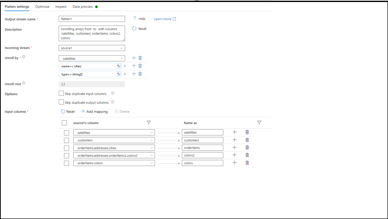ecpdata's tweet card. You can now easily unroll multiple arrays inside a single Flatten transformation in Azure Data Factory and Azure Synapse Analytics