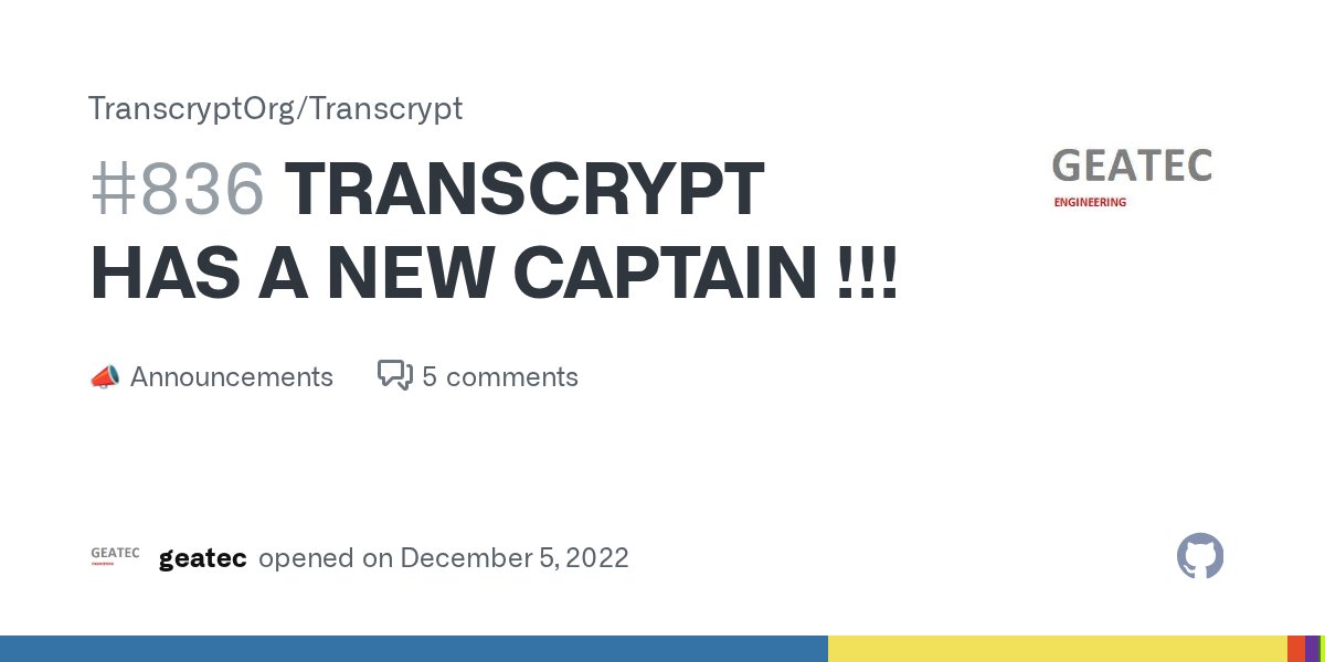 TranscryptOrg's tweet card. Dear users and contributors to Transcrypt. It won't have escaped your attention that development of Transcrypt has had quite a long pause. Due to personal circumstances I wasn't by far able...