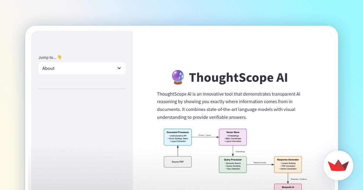 codevlogger's tweet card. ThoughtScope AI is a Python-based application that analyzes PDF documents and annotates the relev...
