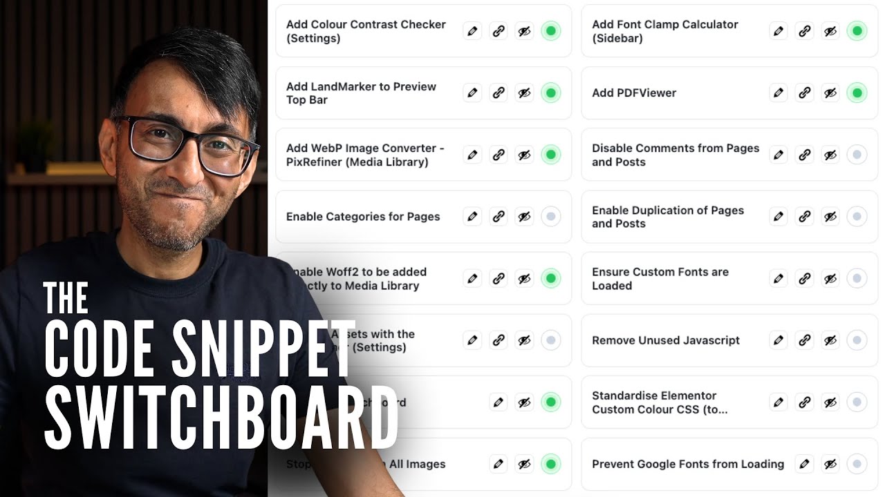 ImranWebsites's tweet card. Even easier Code Snippets switchboard - Brand New