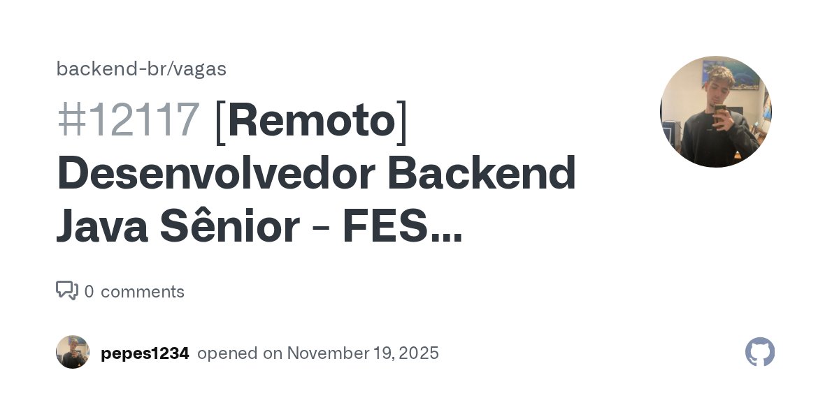 tech_diobis's tweet card. Nossa empresa Oferecemos softwares personalizados para diversos segmentos. Descrição da vaga Procuramos um desenvolvedor java sênior para implementar novas funcionalidades e manutenção do software....