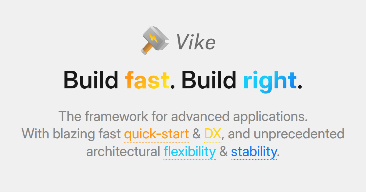 brillout's tweet card. (Replaces Next.js/Nuxt) 🔨 The composable framework to build advanced applications with stability and flexibility.