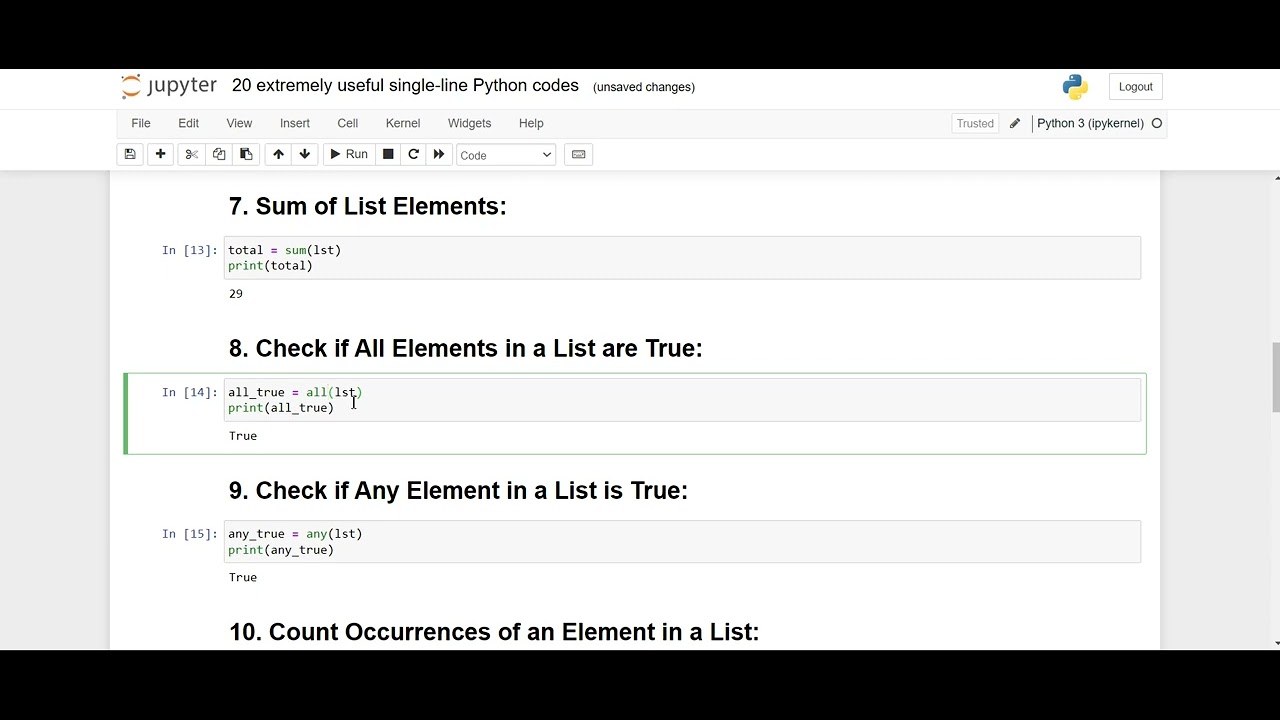 clcoding's tweet card. 20 extremely useful single-line Python codes - fully explained