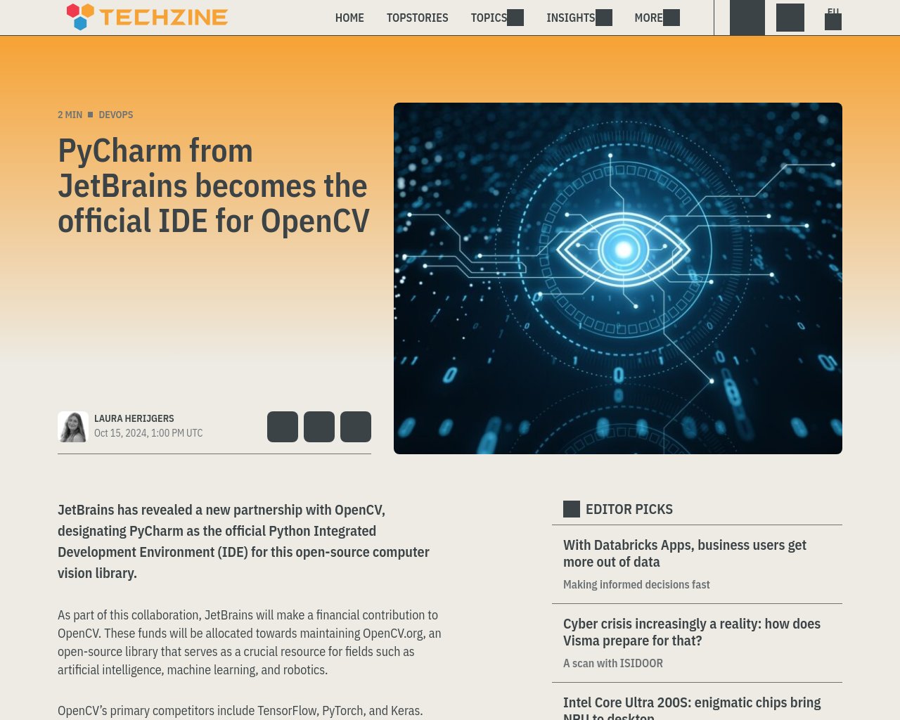 managetech_inc's tweet card. JetBrainsがOpenCVとの新しいパートナーシップを発表 PyCharmが公式Python統合開発環境