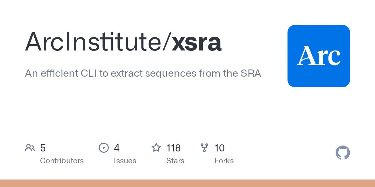 noamteyssier's tweet card. An efficient CLI to extract sequences from the SRA - ArcInstitute/xsra